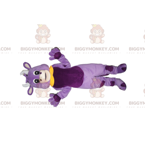 Disfraz de mascota BIGGYMONKEY™ Vaca morada con cuello Peter