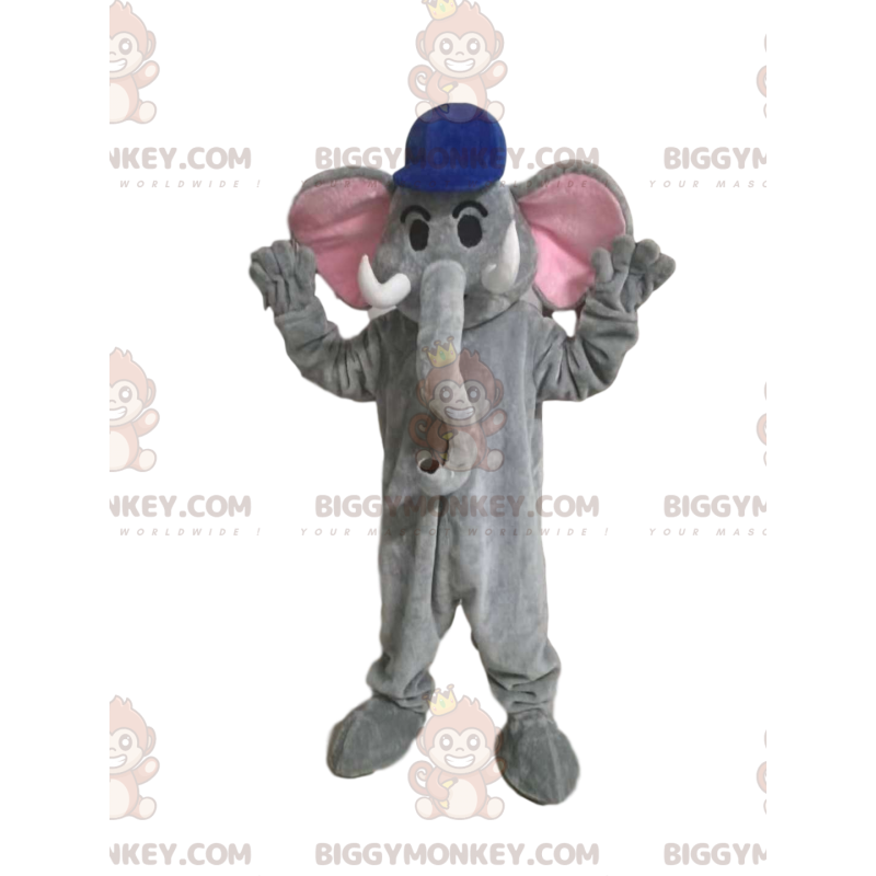 BIGGYMONKEY™ Costume da mascotte Elefante grigio con berretto