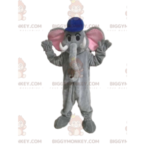 BIGGYMONKEY™ Mascot Costume Gray Elephant With Blue Cap –