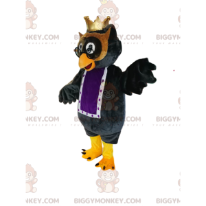 BIGGYMONKEY™ Mascot Costume of Black Owls with a Small Gold