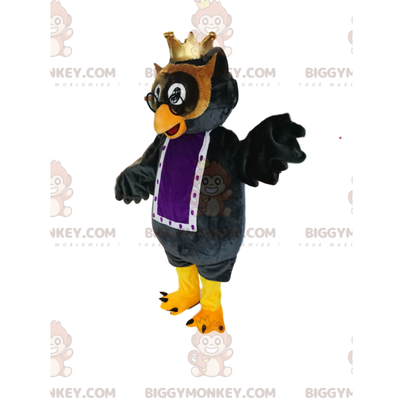 BIGGYMONKEY™-mascottekostuum van zwarte uilen met een kleine