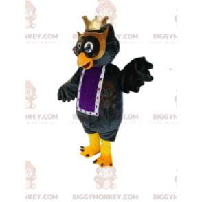 BIGGYMONKEY™ Mascot Costume of Black Owls with a Small Gold