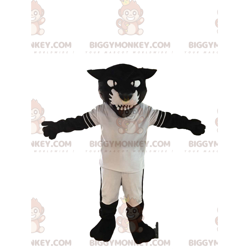 BIGGYMONKEY™ aggressiv svart pantermaskotdräkt med sportkläder