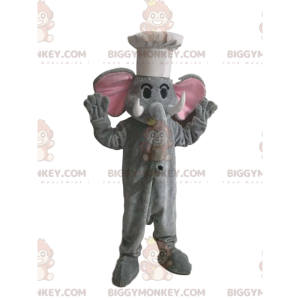 Traje de mascote BIGGYMONKEY™ Elefante cinza com toque branco –