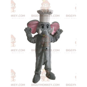 Costume de mascotte BIGGYMONKEY™ d'éléphant gris avec une toque