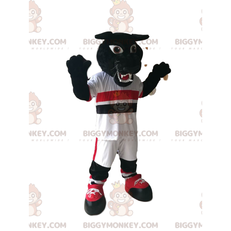 Black Panther BIGGYMONKEY™ Mascot Costume With White Sportswear