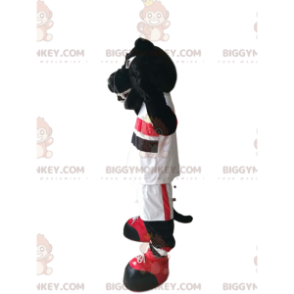 Black Panther BIGGYMONKEY™ Mascot Costume With White Sportswear