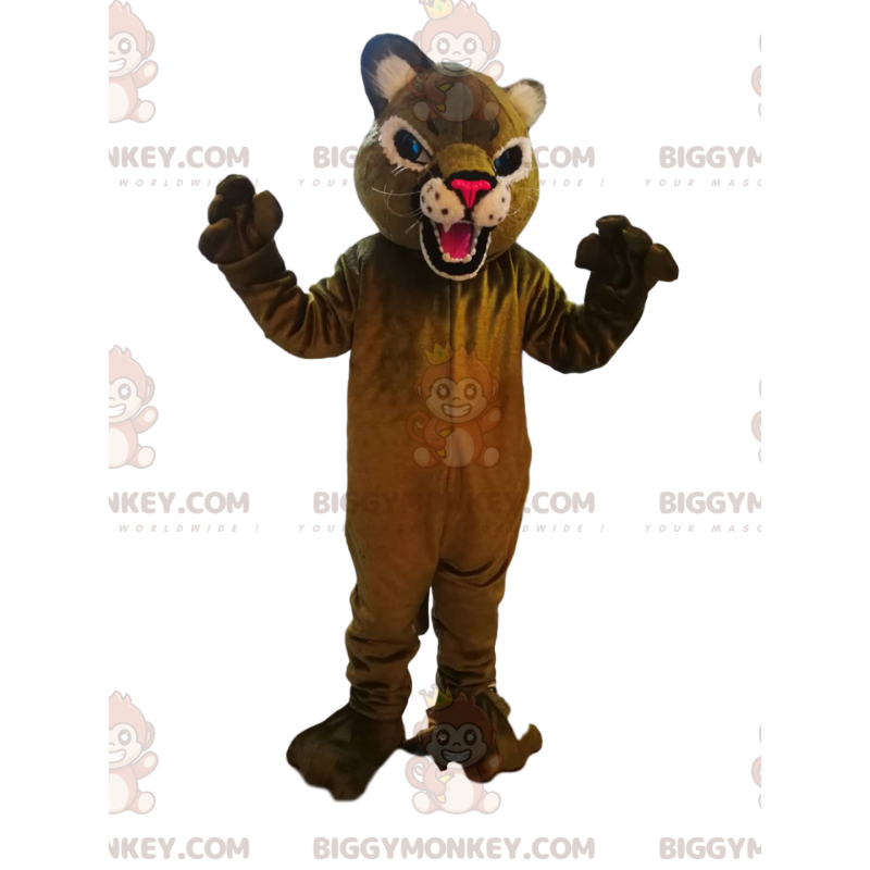 BIGGYMONKEY™ costume mascotte di feroce puma con muso fucsia -