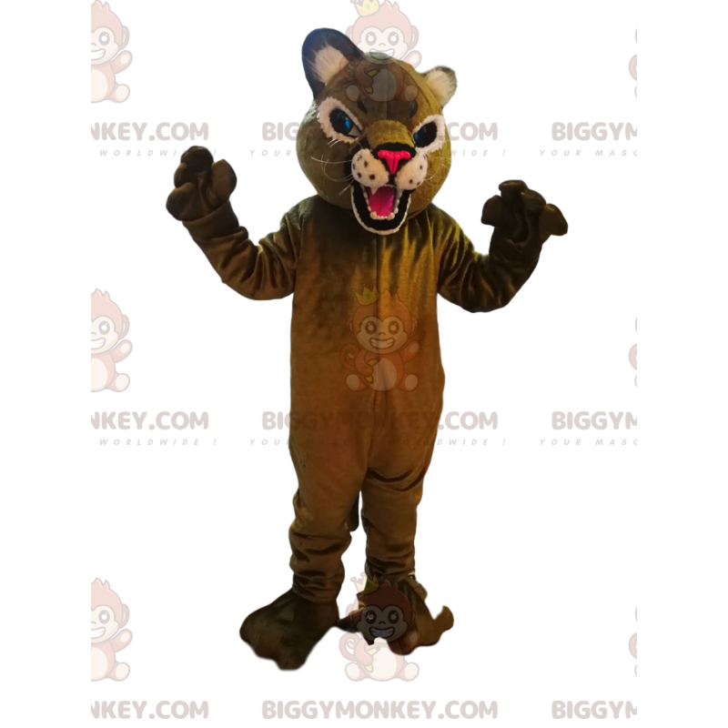 Traje de mascote BIGGYMONKEY™ de puma feroz com focinho fúcsia