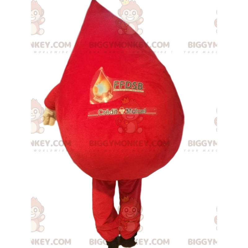 Costume de mascotte BIGGYMONKEY™ de goutte rouge très joviale -