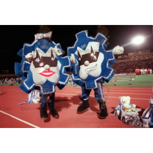 2 maskot BIGGYMONKEY™s av blå och silver vimplar - BiggyMonkey