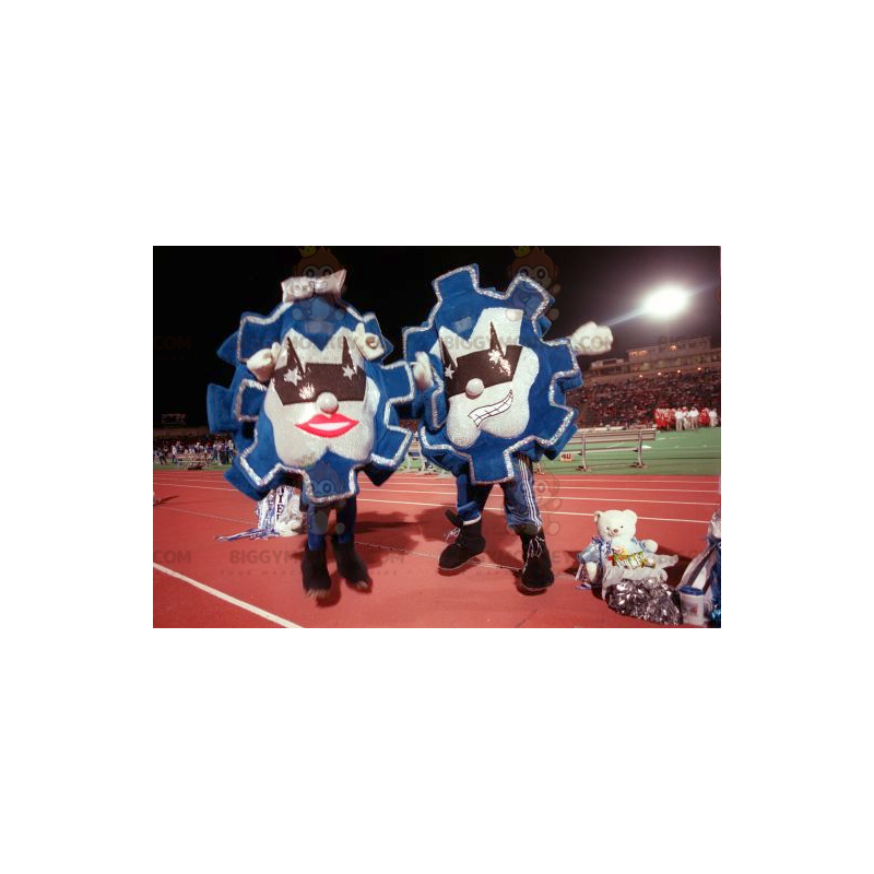 2 mascotas BIGGYMONKEY™s de banderines azules y plateados -