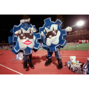 2 mascotes BIGGYMONKEY™s de flâmulas azuis e prateadas –