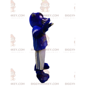 Blue Panther BIGGYMONKEY™ mascottekostuum met witte en blauwe