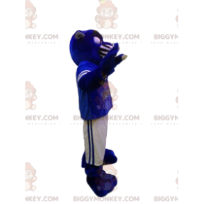 Blue Panther BIGGYMONKEY™ Mascot Costume with White and Blue