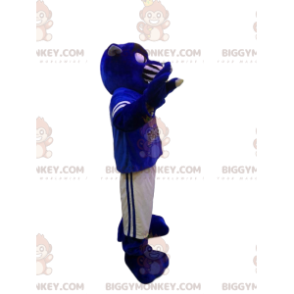 Blue Panther BIGGYMONKEY™ maskotkostume med hvidt og blåt