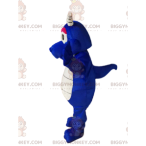 BIGGYMONKEY™ Mascot Costume Cool Blue Dragon with White Horns -