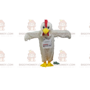 Weißes Huhn BIGGYMONKEY™ Maskottchen-Kostüm mit wunderschönem