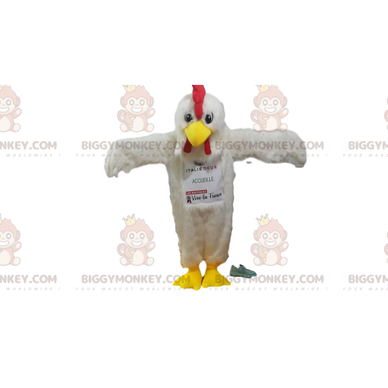 Costume da mascotte BIGGYMONKEY™ pollo bianco con piume