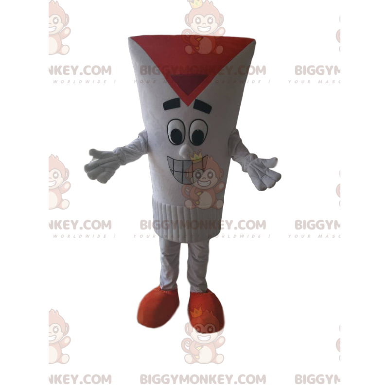 White tube BIGGYMONKEY™ mascot costume with a big smile! –