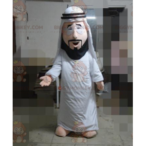 Costume de mascotte BIGGYMONKEY™ de sultan en tenue blanche -