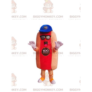 Hotdog BIGGYMONKEY™ maskotkostume med blå kasket -