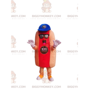 Hotdog BIGGYMONKEY™ mascottekostuum met blauwe muts -