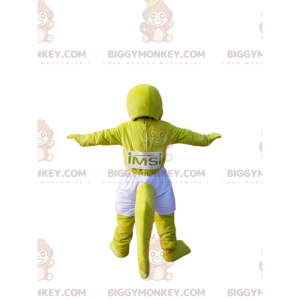 Neongele krokodil BIGGYMONKEY™ mascottekostuum met witte