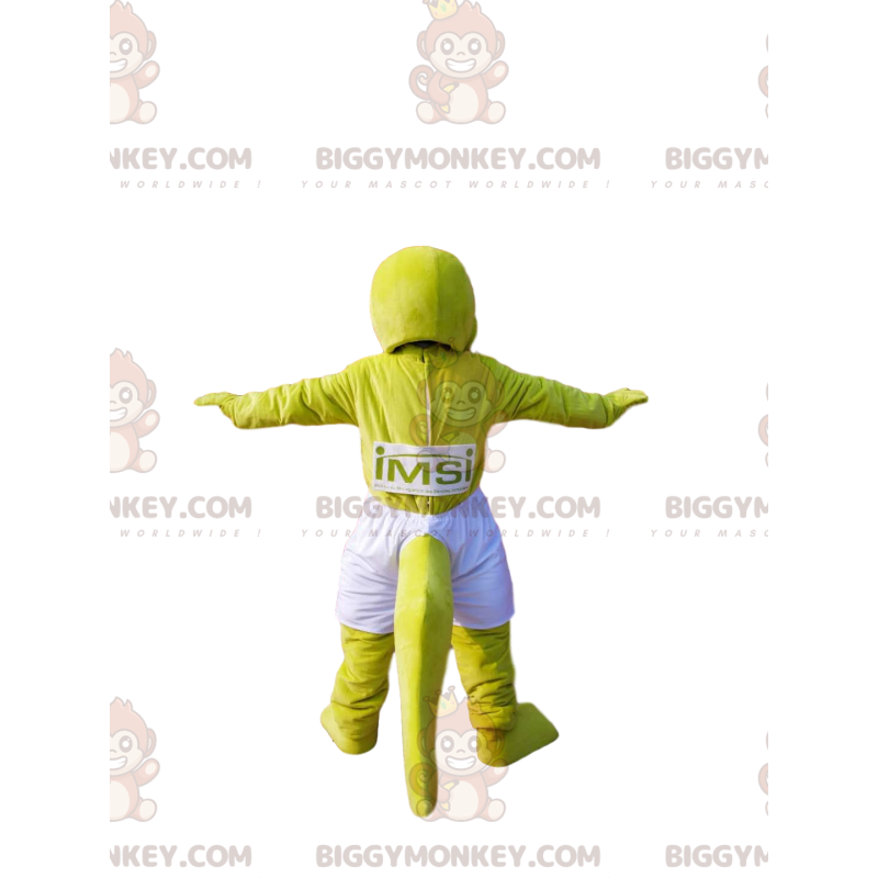 Disfraz de mascota BIGGYMONKEY™ de cocodrilo amarillo neón con