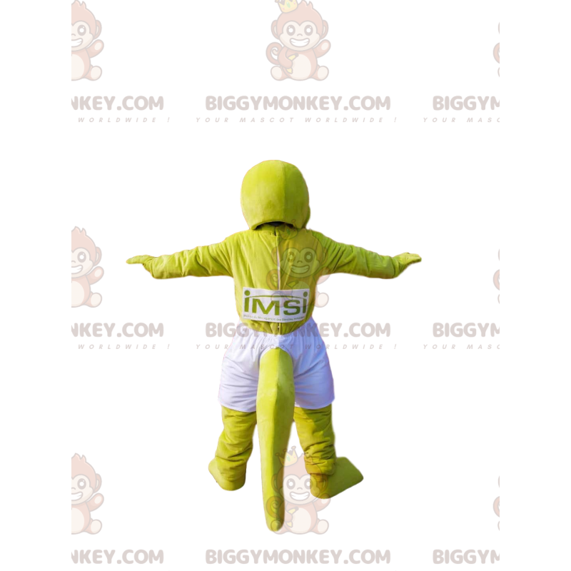 Neongele krokodil BIGGYMONKEY™ mascottekostuum met witte