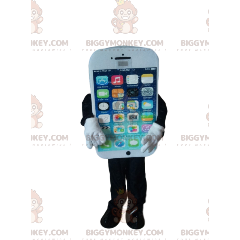 Λευκή στολή μασκότ BIGGYMONKEY™ Smart Phone - Biggymonkey.com