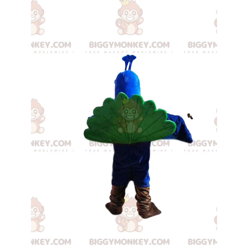 Costume de mascotte BIGGYMONKEY™ de paon bleu avec une sublime