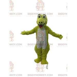 Costume mascotte BIGGYMONKEY™ coccodrillo bianco e giallo neon