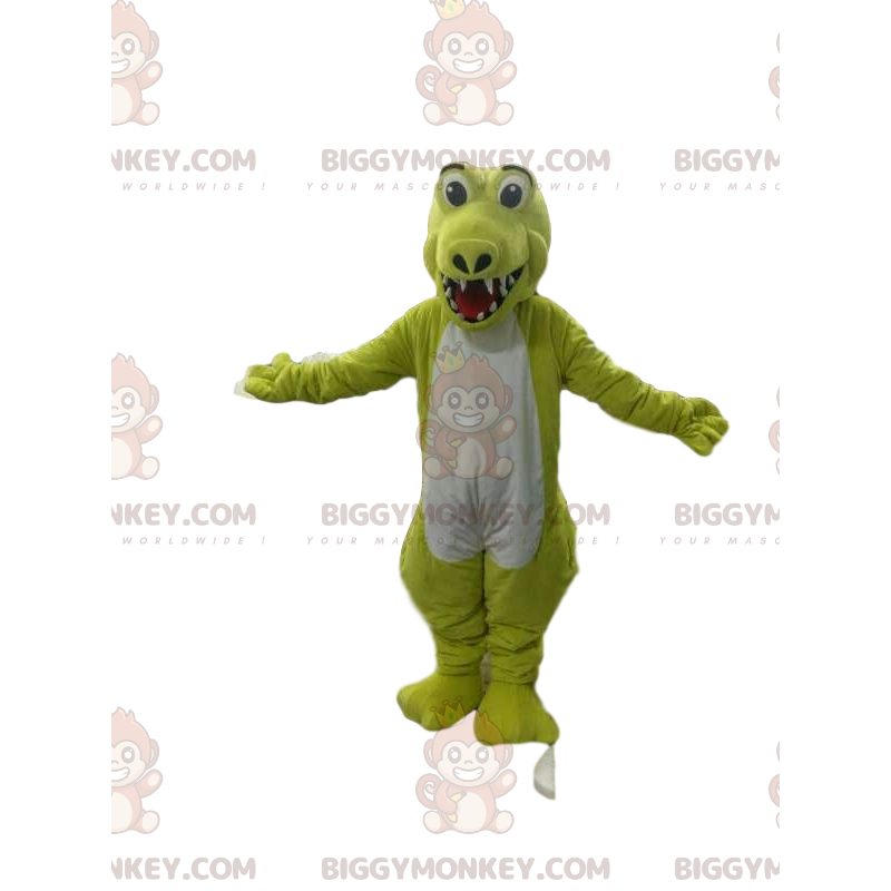 Costume de mascotte BIGGYMONKEY™ de crocodile jaune fluo et