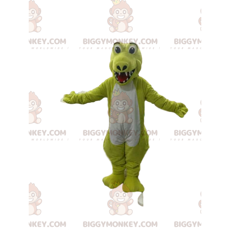 Disfraz de mascota BIGGYMONKEY™ de cocodrilo blanco y amarillo