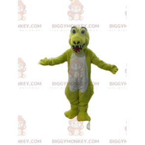 Disfraz de mascota BIGGYMONKEY™ de cocodrilo blanco y amarillo