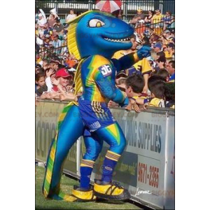 Blue Yellow and Green Dinosaur BIGGYMONKEY™ Mascot Costume -