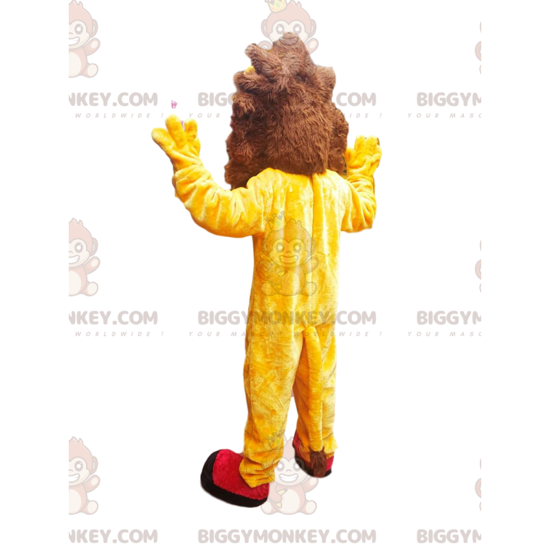 BIGGYMONKEY™ maskotdräkt av ett mycket entusiastiskt lejon med