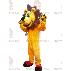 Kostium maskotki BIGGYMONKEY™ bardzo entuzjastycznego lwa z