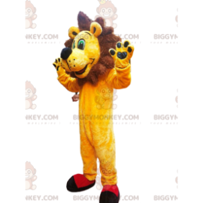 BIGGYMONKEY™ Costume da mascotte di un leone molto entusiasta