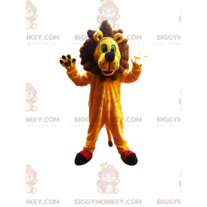 BIGGYMONKEY™ Mascot Costume of a very enthusiastic lion with a