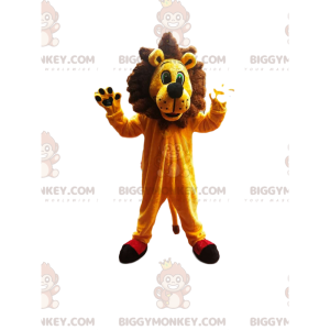 Costume de mascotte BIGGYMONKEY™ de lion très enthousiaste avec