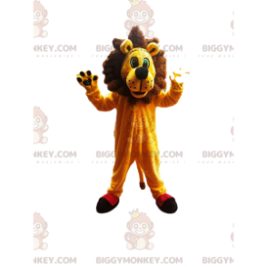 BIGGYMONKEY™ Mascot Costume of a very enthusiastic lion with a