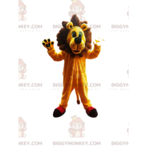 BIGGYMONKEY™ mascottekostuum van een zeer enthousiaste leeuw