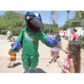 BIGGYMONKEY™ Green Blue White and Black Crow Bird Mascot