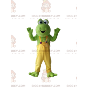 Disfraz de mascota BIGGYMONKEY™ Rana verde divertida con overol
