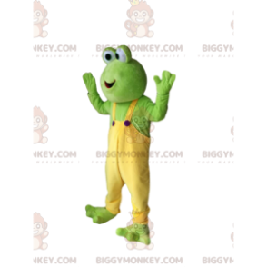 Traje de mascote BIGGYMONKEY™ engraçado sapo verde com macacão