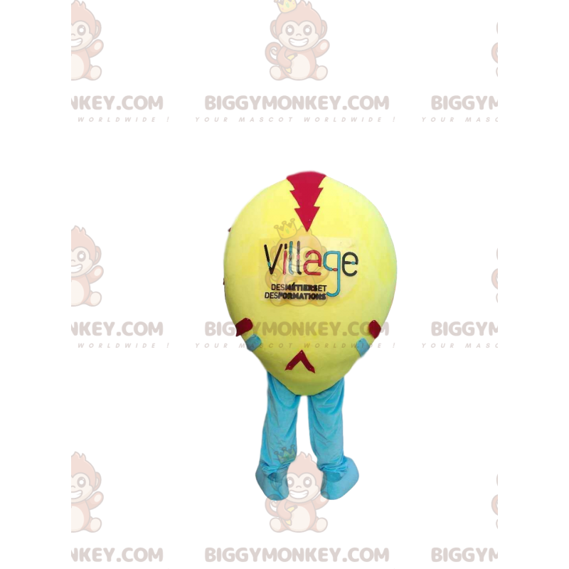 BIGGYMONKEY™ mascottekostuum van gele en veelkleurige bal met