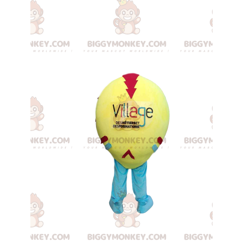 Costume de mascotte BIGGYMONKEY™ de boule jaune et multicolore