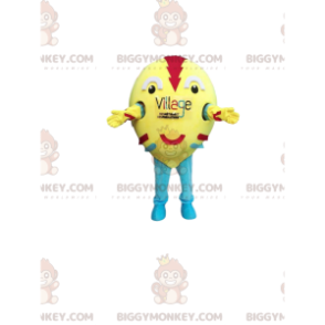 BIGGYMONKEY™ mascottekostuum van gele en veelkleurige bal met